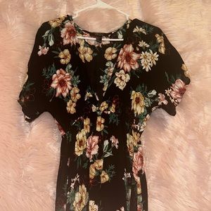 Black with floral long dress
